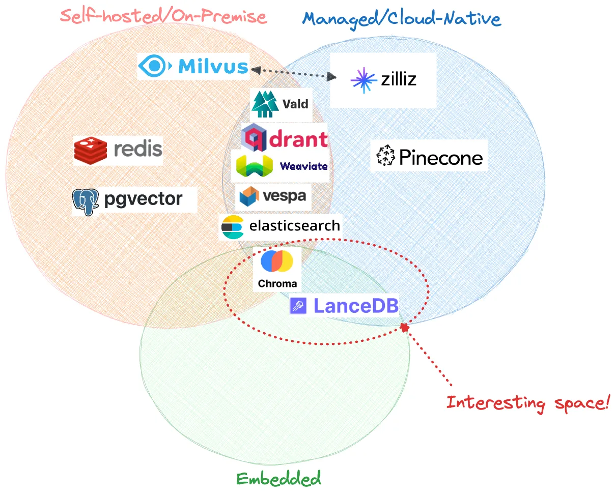 Hosting methods for the various vector databases